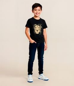 Camiseta Infantil Estampa de Leão - Tam 5 a 14 anos