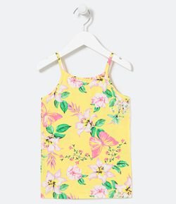 Blusa Infantil Regata Estampa Floral - Tam 5 a 14 anos