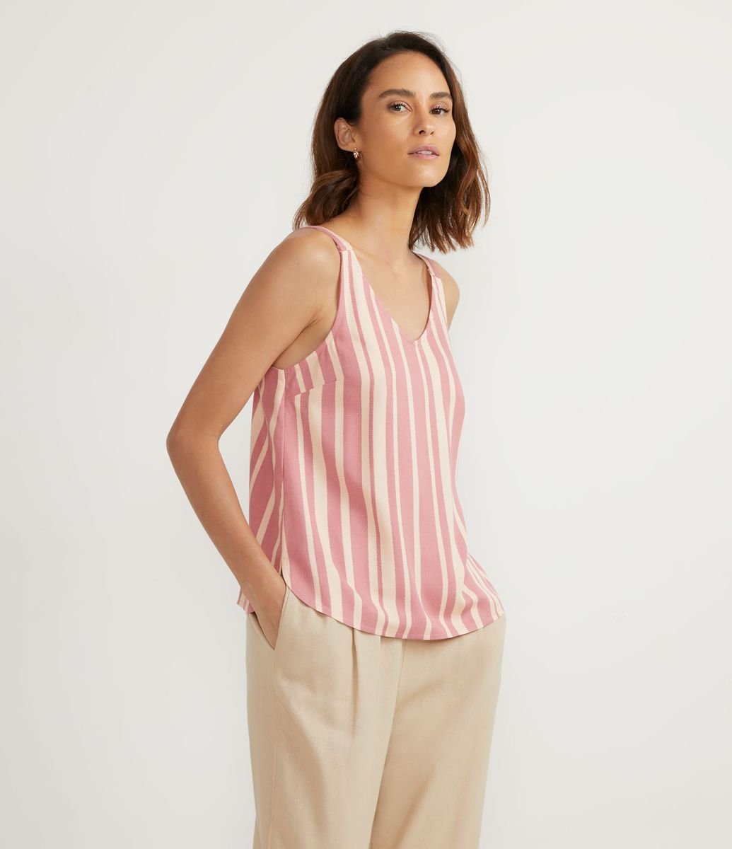 Blusa Regata em Viscose com Estampa de Listras é ruim? Blusa Regata em Viscose com Estampa de Listras é boa?
