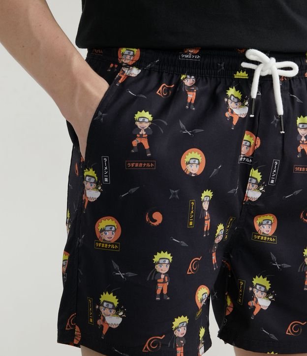 Bermuda Masculina Com Estampa Nuvem Naruto Preta