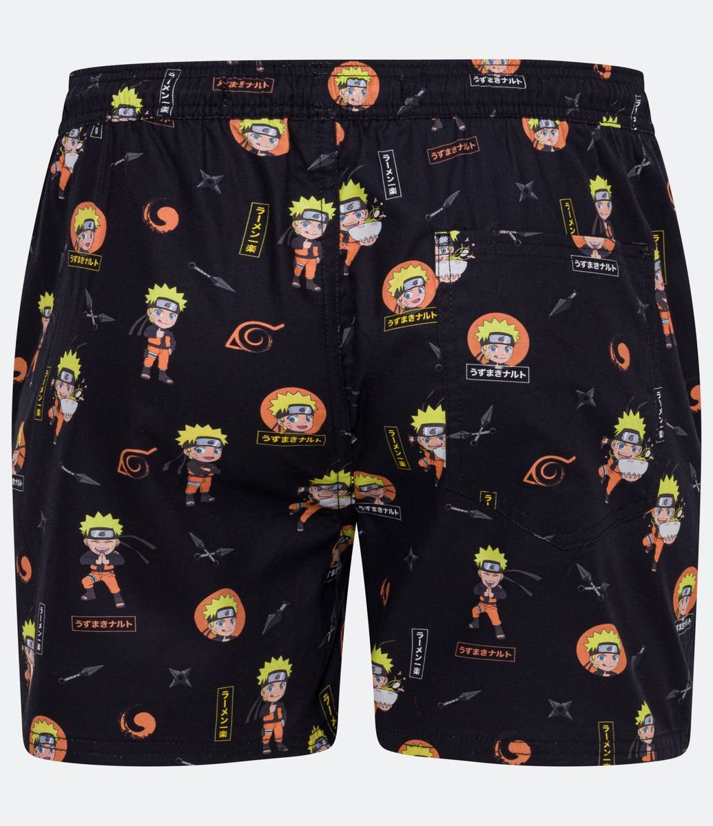 Bermuda Masculina Com Estampa Nuvem Naruto Preta