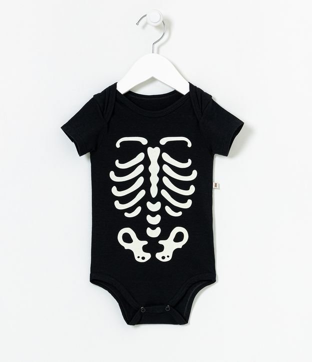 Body Infantil Esqueleto Halloween - Tam 0 a 18 meses Preto 1
