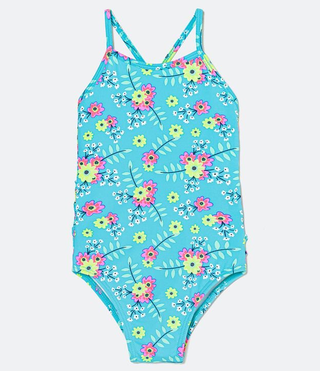 Maiô Infantil com Estampa Floral e Babadinhos no Bumbum - Tam 1 a 4 anos