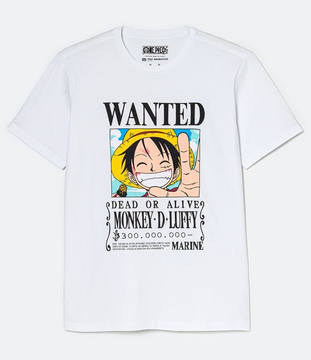 Remera Manga Corta en Algodón Estampa Luffy One Piece Blanco 5