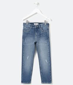 Calça Infantil em Jeans com Pequenos Puídos - Tam 5 a 14 anos