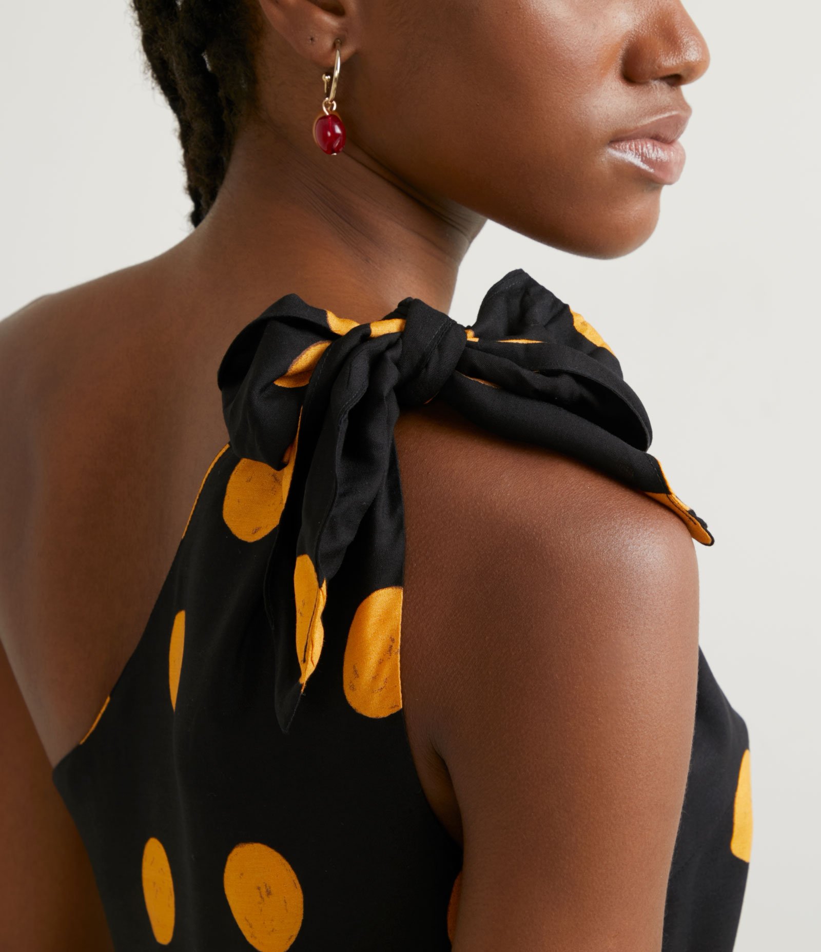 Vestido Midi em Viscose Estampado com Babados na Saia Preto 4