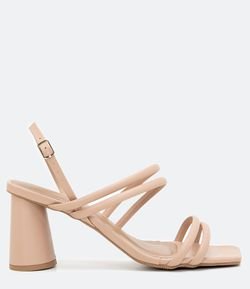 Sandália com Salto Médio Diferenciado Bico Quadrado