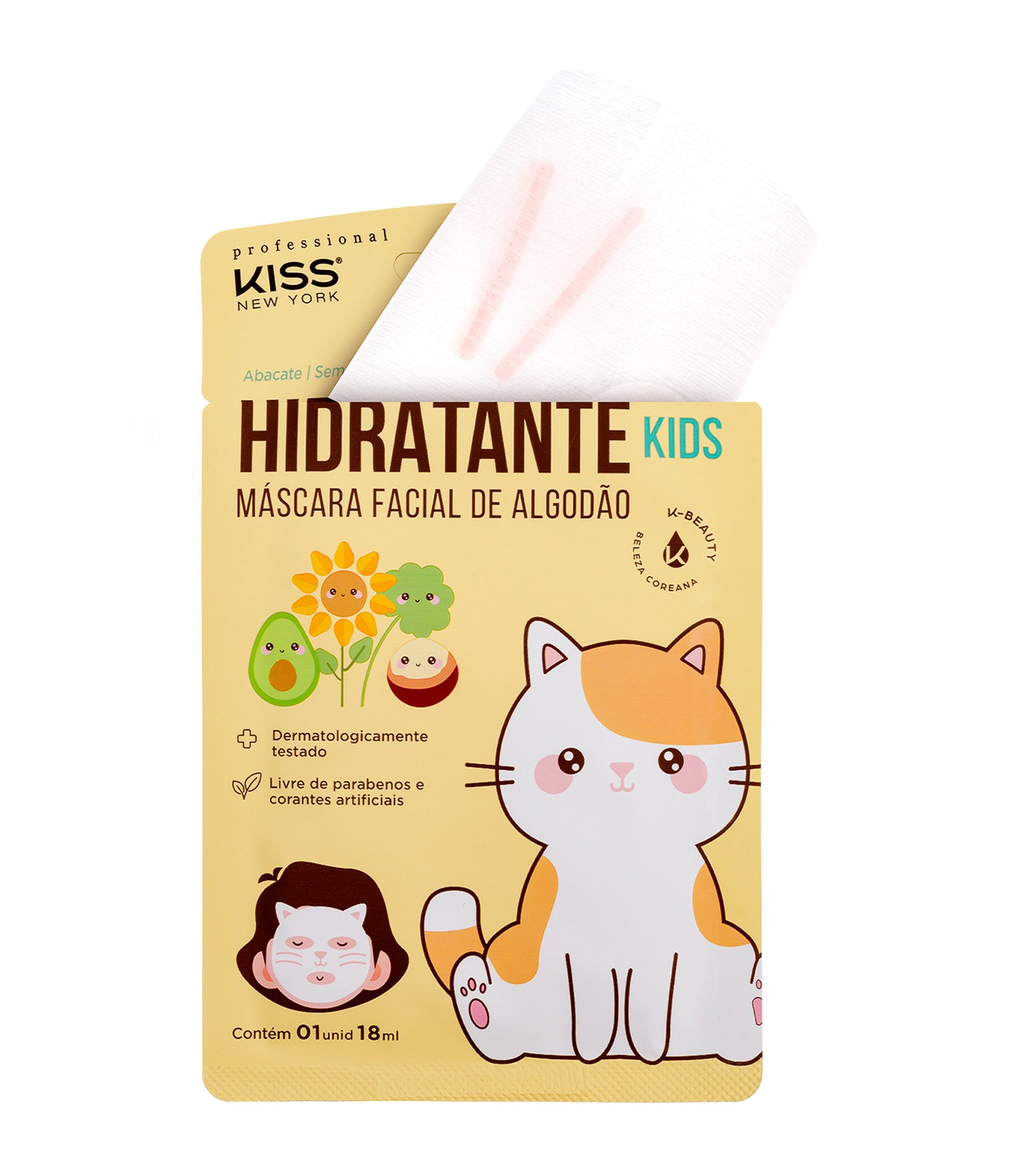 Máscara Facial em Tecido Hidratante Kids Kiss U 4