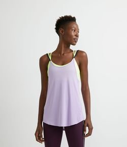 Regata Esportiva em Poliamida com Alças Duplas Contrastantes