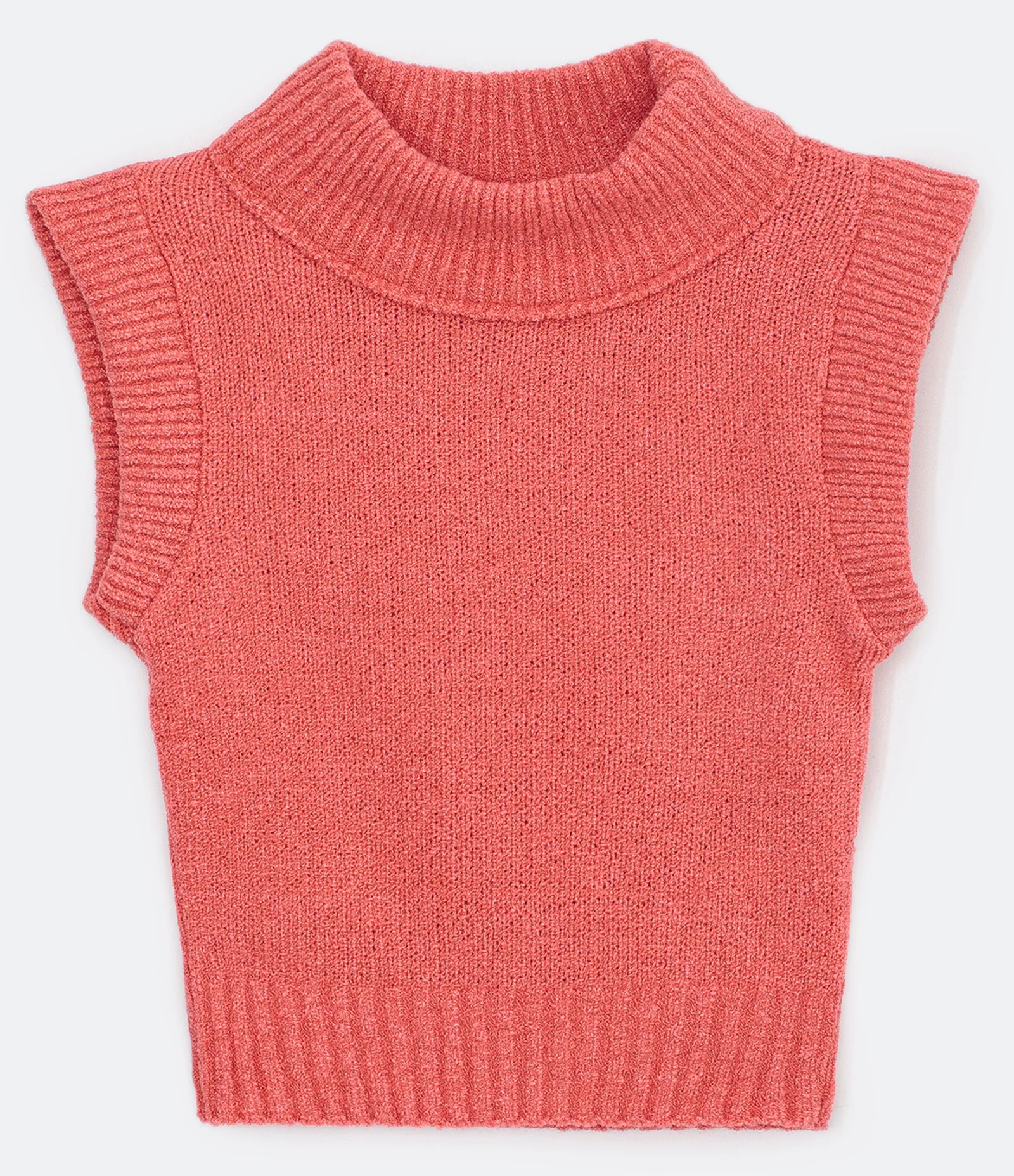 Blusa Cropped Regata em Tricô Sem Estampa Rosa 1