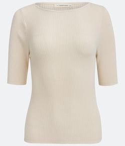 Blusa em Tricô Canelado com Gola Canoa