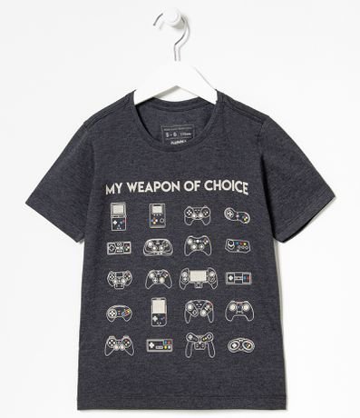 Menor preço em Camiseta Infantil Estampa Controles de Games - Tam 5 a 14 anos