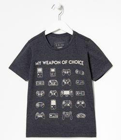 Camiseta Infantil Estampa Controles de Games - Tam 5 a 14 anos