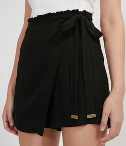 Short Saia em Viscose Transpassada com Amarração Lateral