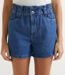 Short Clochard em Jeans Cintura Alta com Elástico no Cós