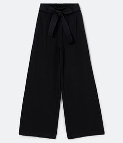 Calça Pantalona em Algodão com Cinto Faixa