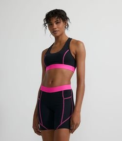 Top Nadador Esportivo em Poliamida com Bojo e Barra Contrastante