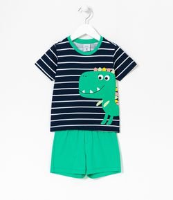 Pijama Infantil Curto Estampa de Dino - Tam 1 a 4 anos