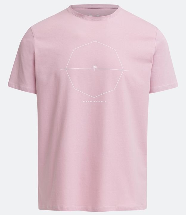 Remera Manga Corta en Algodón Estampa Hexagono Minimalista y Mini Cocoteros Rojo 5