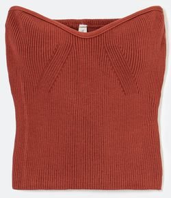Blusa Tomara que Caia em Tricô Canelado