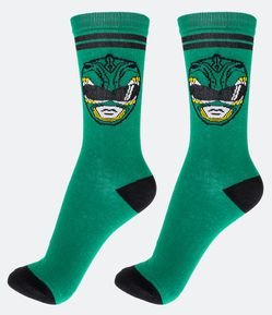 Meia Cano Longo Estampa Power Ranger