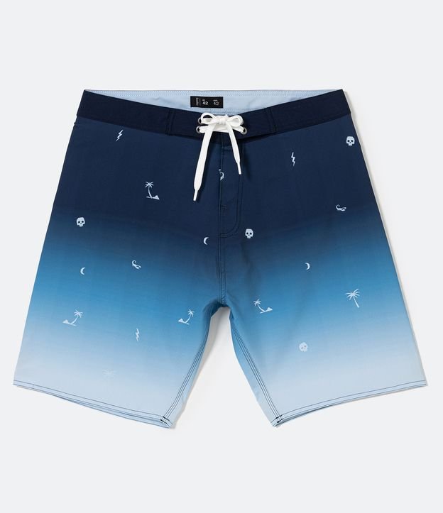 Bermuda Boardshort com Estampa Caveira Escorpião Ilha Azul