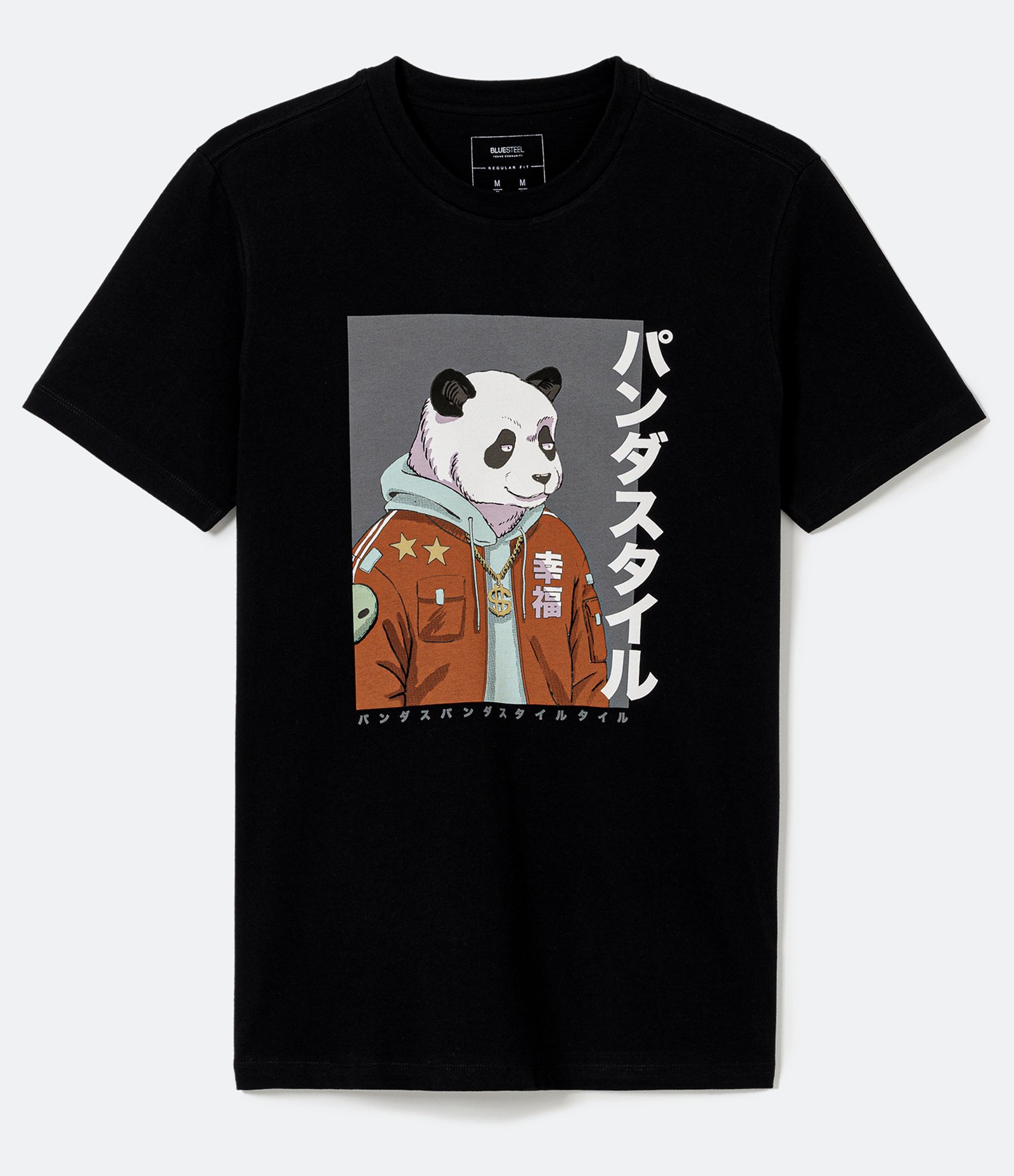 Camiseta Manga Curta Estampa Street Panda Preto 5