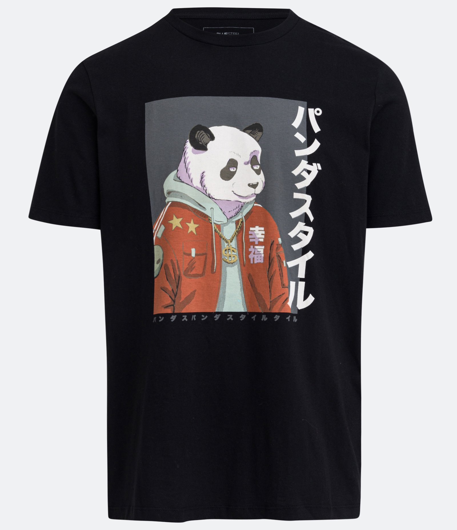 Camiseta Manga Curta Estampa Street Panda Preto 6