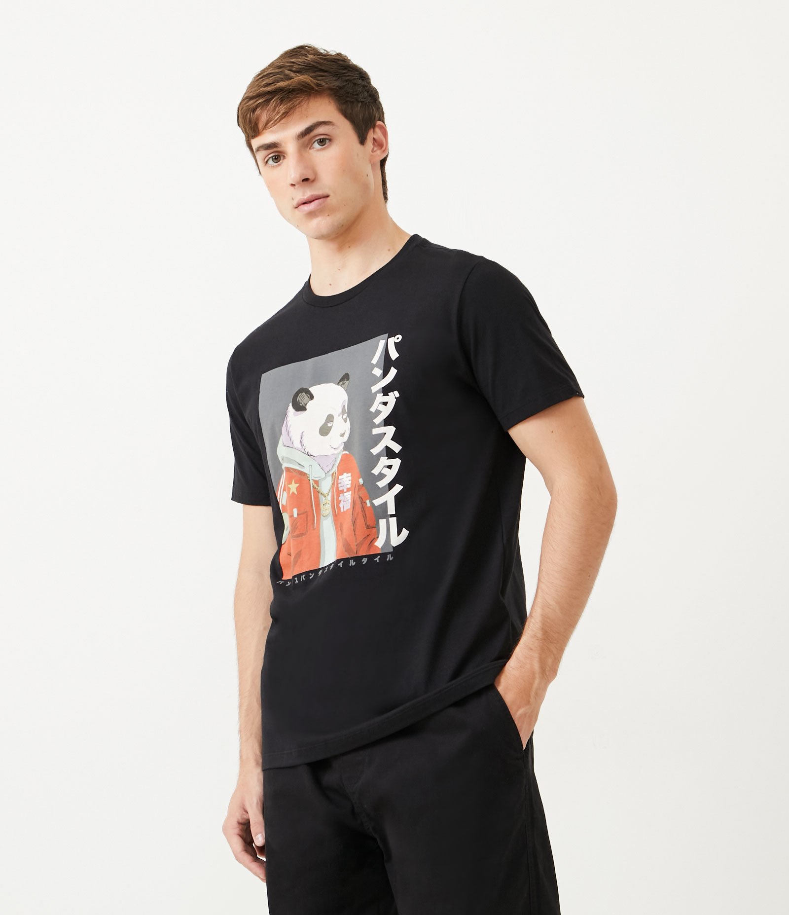 Camiseta Manga Curta Estampa Street Panda Preto 1