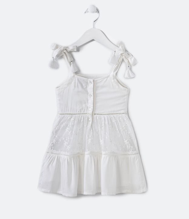 Vestido Infantil en Viscosa con Tul Bordado - Talle 1 a 5 años Blanco 2