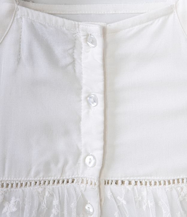 Vestido Infantil en Viscosa con Tul Bordado - Talle 1 a 5 años Blanco 4