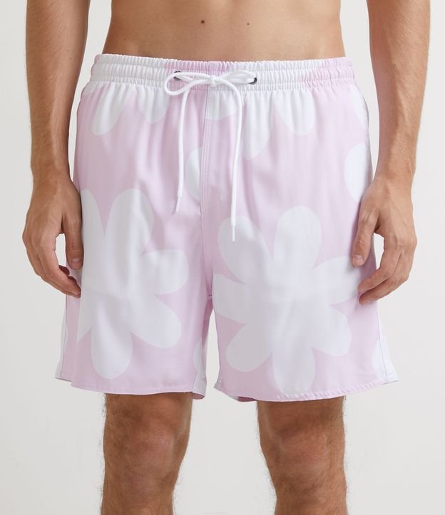 Bermuda de Baño Estampado Margaritas Rosado 1