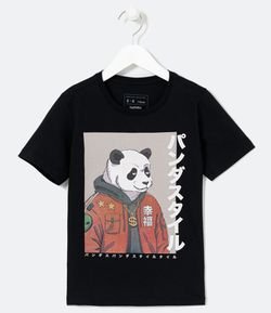 Camiseta Infantil Estampa Panda Japonismo - Tam 5 a 14 anos