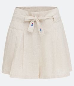 Short Clochard em Viscolinho com Detalhe Bordado de Nadadora