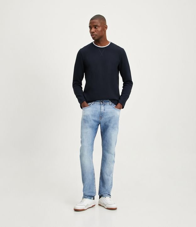 Calça Slim Jeans com Bolsos - Cor: Azul - Tamanho: 46