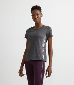 Camiseta Esportiva em Polycotton com Estampa Escrita Run Run Run