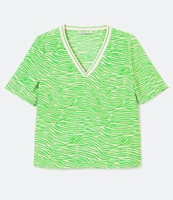 Blusa Manga Curta Estampa de Animal Print Zebra