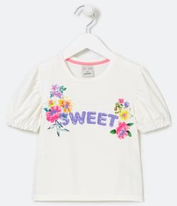 Blusa Infantil Texturizada Estampada Sweet con Flores - Talle 5 a 14 años