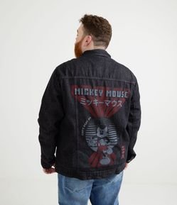 Jaqueta Trucker em Jeans com Estampa Mickey Japonismo - Plus SIze