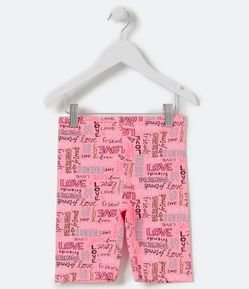 Bermuda Infantil Ciclista Neon com Estampa de Letterings - Tam 5 a 14 anos