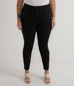 Calça Skinny Jeans Super Alta com Pala Dferenciada Curve & Plus Size