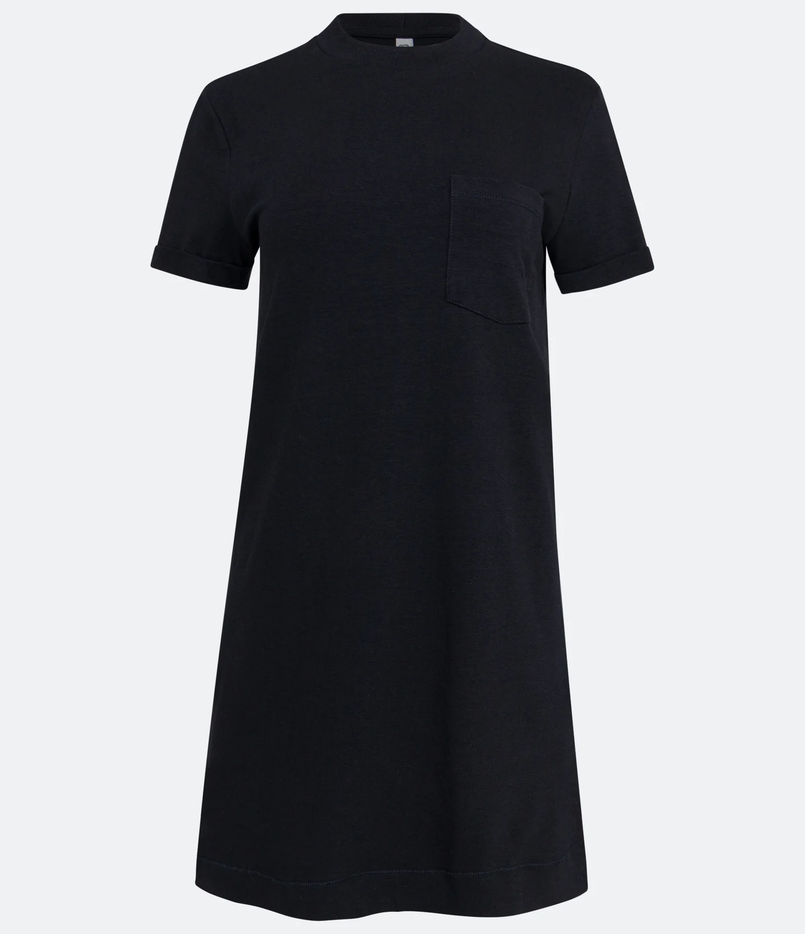 Vestido T-Shirt Básico em Meia Malha com Bolsinho Frontal Preto 1