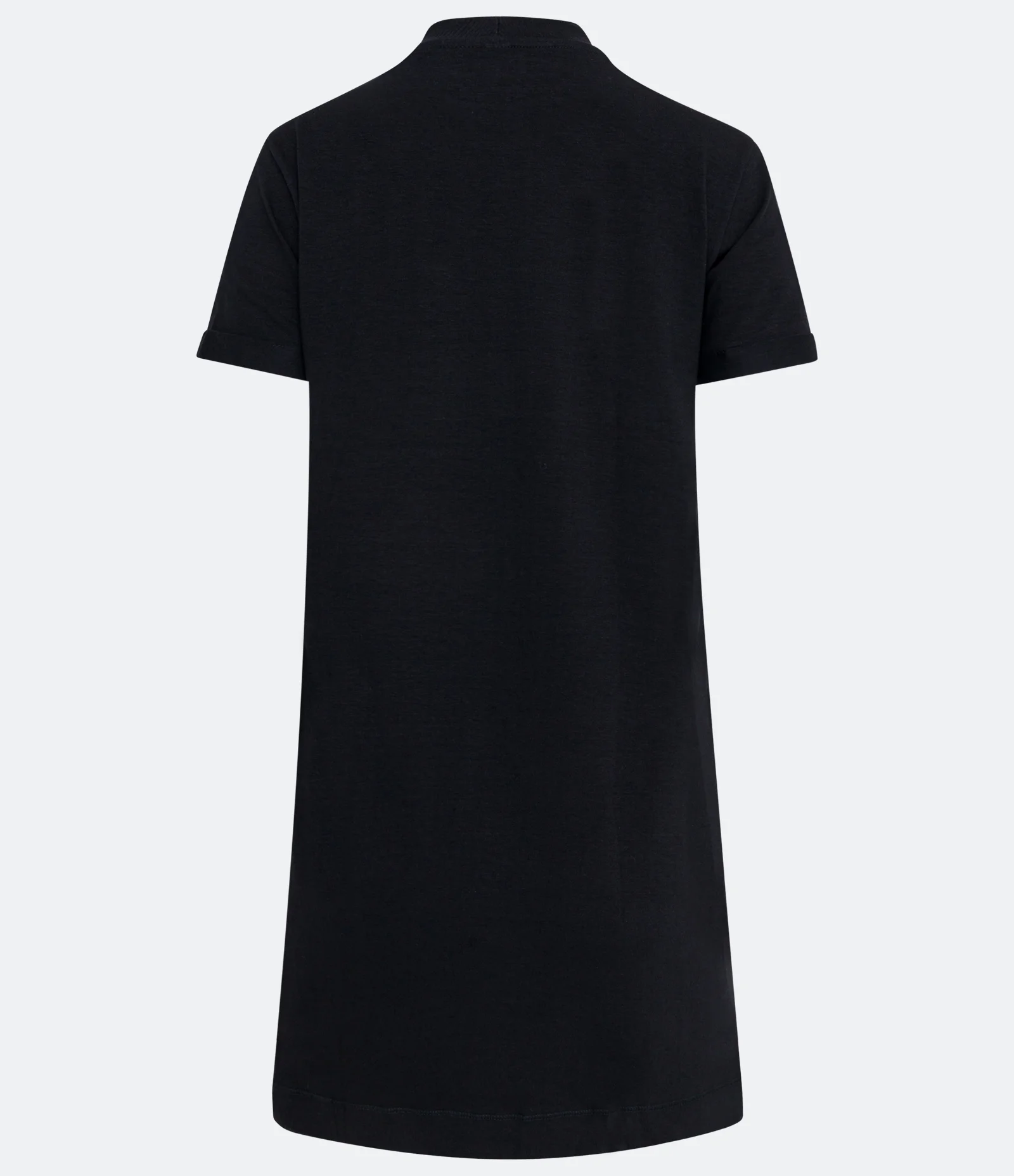 Vestido T-Shirt Básico em Meia Malha com Bolsinho Frontal Preto 2