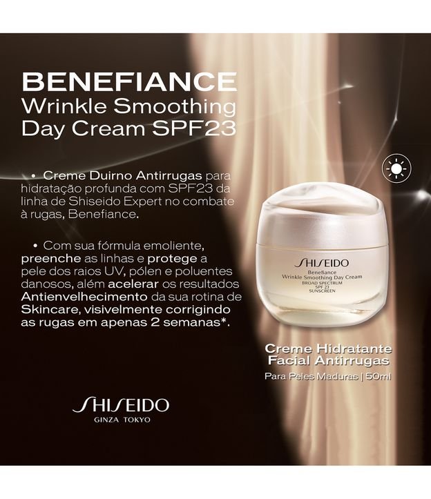 Creme Hidratante Facial Diurno Antirrugas Benefiance FPS23  Shiseido 50ml 4