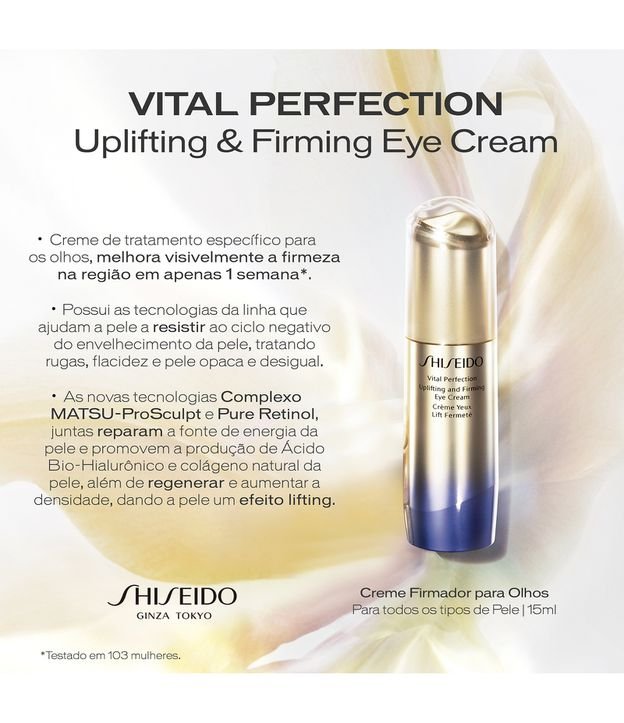 Creme Hidratante para Olhos Firmeza e Efeito Lifting Vital Perfection Shiseido 15ml 5