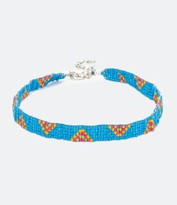 Gargantilha em Miçangas com Estampa Tropical Étnica