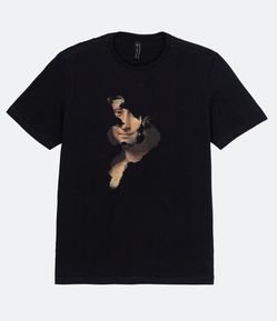 Camiseta Manga Curta em Algodão com Estampa Mona Lisa