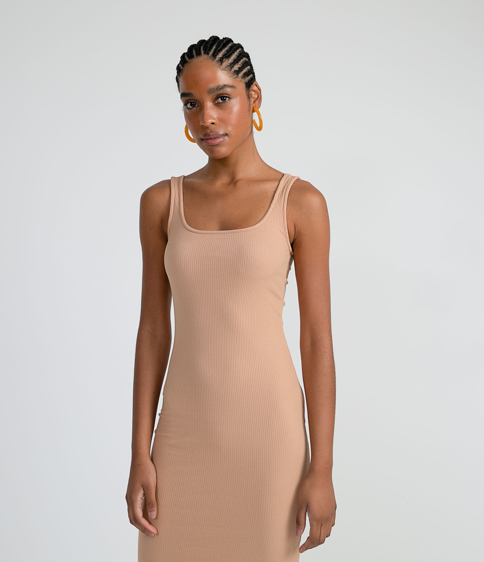 Vestido Midi Básico com Decote Quadrado 3