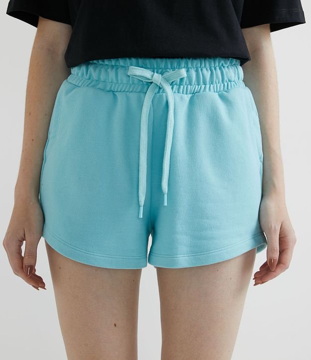 Short Runner Básico en Algodón con Cintura Elástica y Ajuste Azul 1