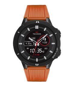 Relógio Technos Smartwatch Connect Sports Masculino com Caixa em Polímero Preta e Pulseira em Poliuretano Laranja TSPORTSAB/8L